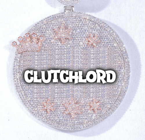 CUSTOM LETTER NECKLACE 3D BIG CROWN DISC