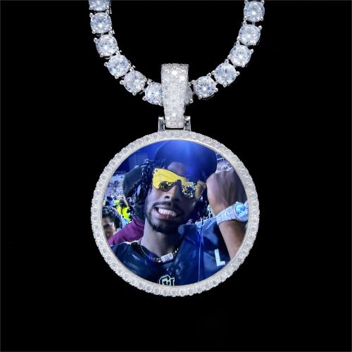 925S & VVS Moissanite 3D Circle Custom Picture Pendant