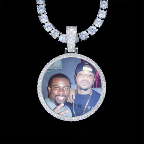 925S & VVS Moissanite 3D Circle Custom Picture Pendant