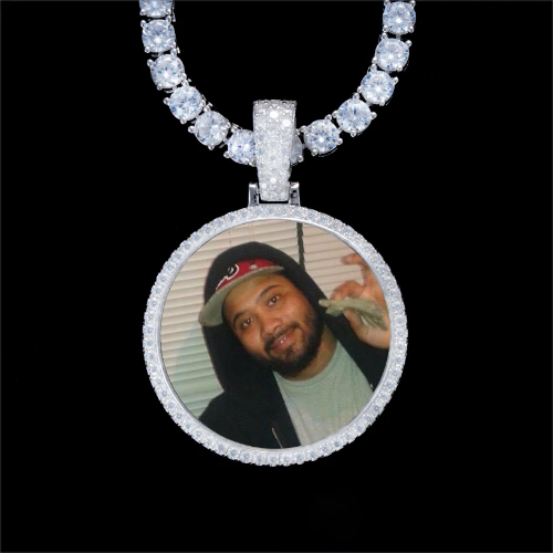 925S & VVS Moissanite 3D Circle Custom Picture Pendant
