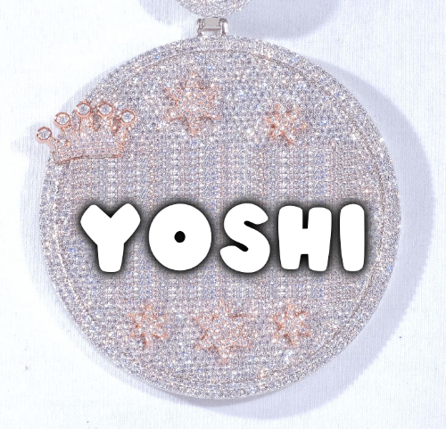 CUSTOM LETTER NECKLACE 3D BIG CROWN DISC