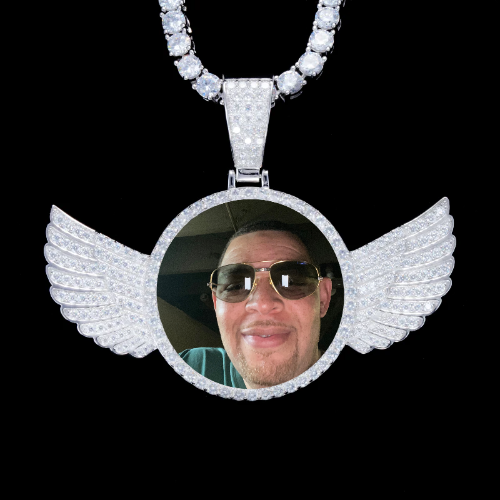 925S & VVS Moissanite 3D Wing Custom Picture Pendant