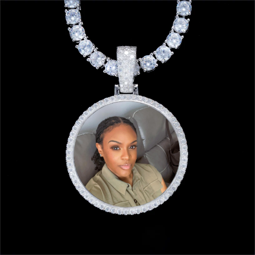 925S & VVS Moissanite 3D Circle Custom Picture Pendant