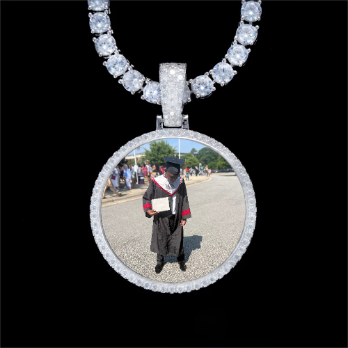 925S & VVS Moissanite 3D Circle Custom Picture Pendant
