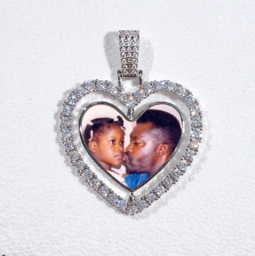 3D Spinning 2-Faced Heart Custom Picture Pendant