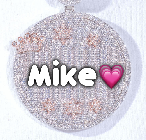 CUSTOM LETTER NECKLACE 3D BIG CROWN DISC