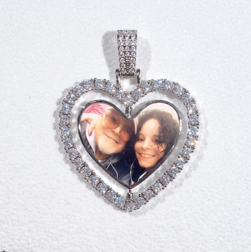 3D Spinning 2-Faced Heart Custom Picture Pendant