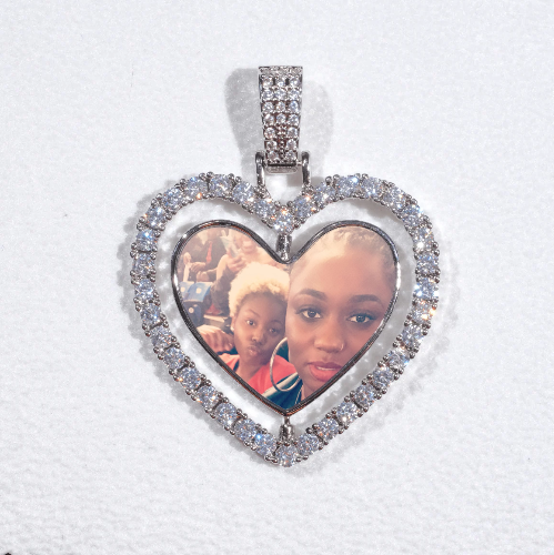 3D Spinning 2-Faced Heart Custom Picture Pendant