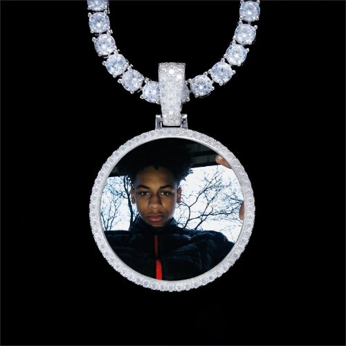 925S & VVS Moissanite 3D Circle Custom Picture Pendant