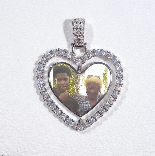 3D Spinning 2-Faced Heart Custom Picture Pendant
