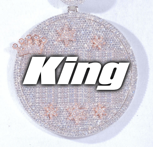 CUSTOM LETTER NECKLACE 3D BIG CROWN DISC