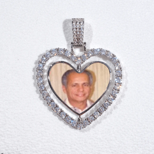 3D Spinning 2-Faced Heart Custom Picture Pendant