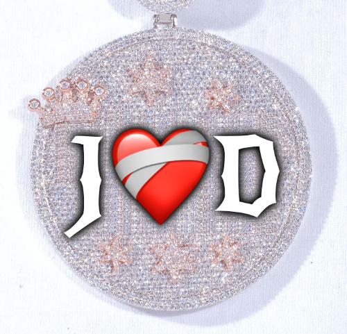 CUSTOM LETTER NECKLACE 3D BIG CROWN DISC