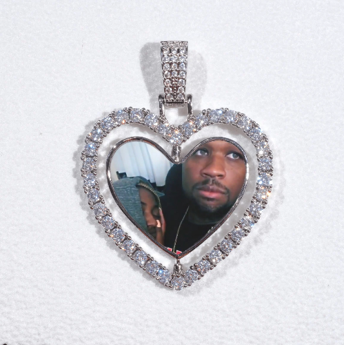 3D Spinning 2-Faced Heart Custom Picture Pendant