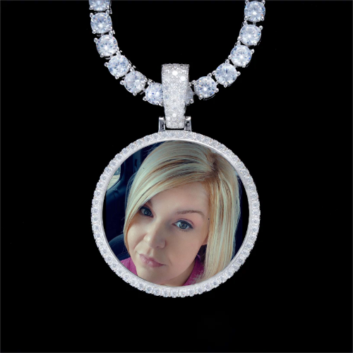 925S & VVS Moissanite 3D Circle Custom Picture Pendant