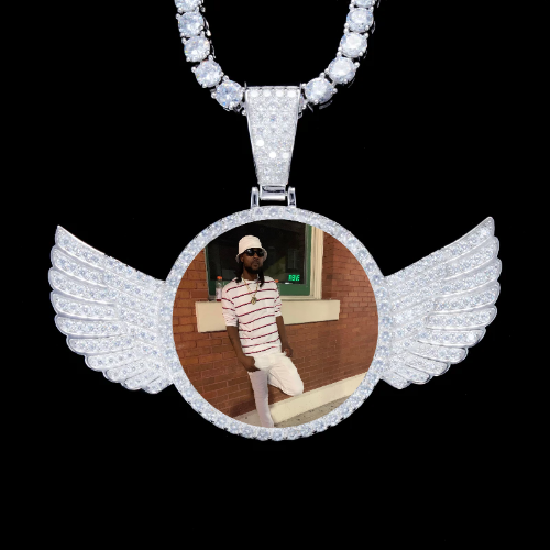 925S & VVS Moissanite 3D Wing Custom Picture Pendant
