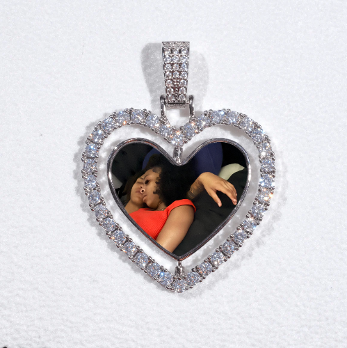 3D Spinning 2-Faced Heart Custom Picture Pendant
