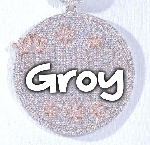 CUSTOM LETTER NECKLACE 3D BIG CROWN DISC