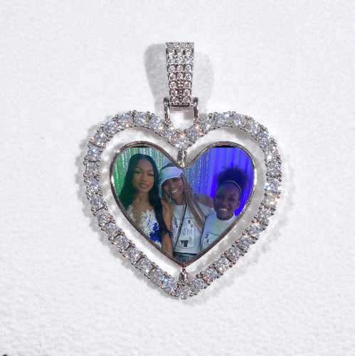 3D Spinning 2-Faced Heart Custom Picture Pendant