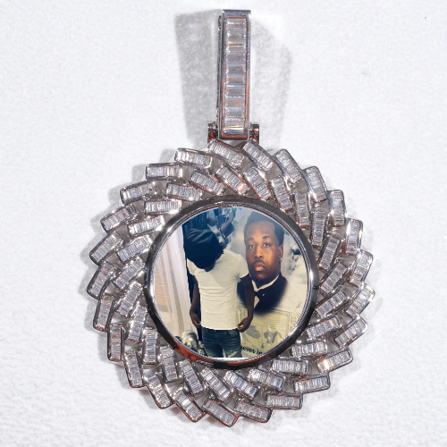 Large 3D Baguette Custom Picture Pendant