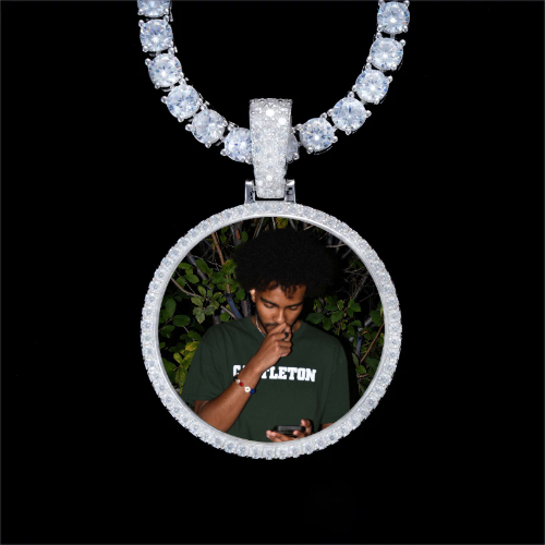 925S & VVS Moissanite 3D Circle Custom Picture Pendant