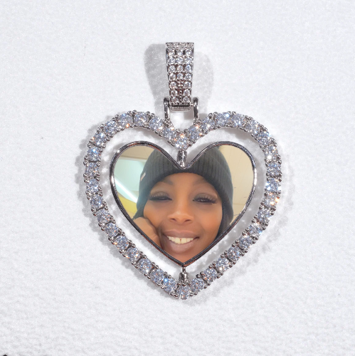 3D Spinning 2-Faced Heart Custom Picture Pendant