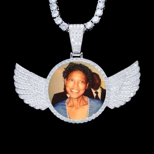 925S & VVS Moissanite 3D Wing Custom Picture Pendant