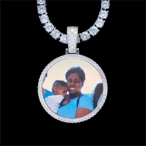 925S & VVS Moissanite 3D Circle Custom Picture Pendant