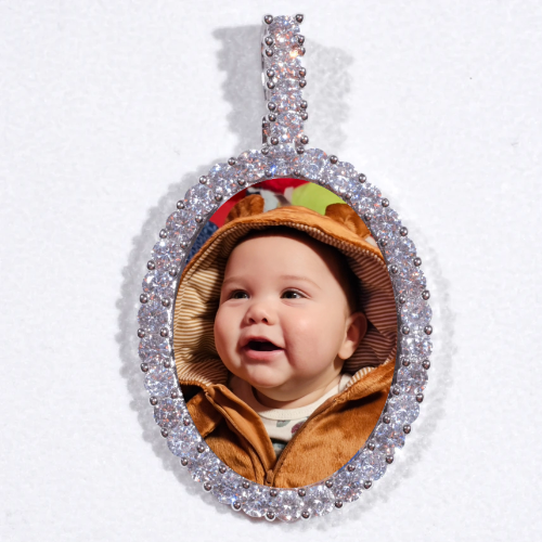 Large 3D Oval Custom Picture Pendant