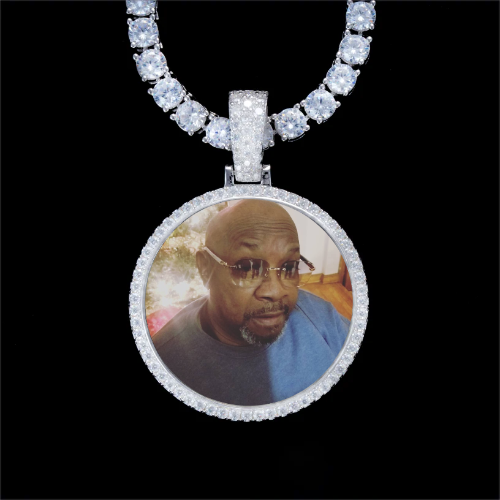 925S & VVS Moissanite 3D Circle Custom Picture Pendant