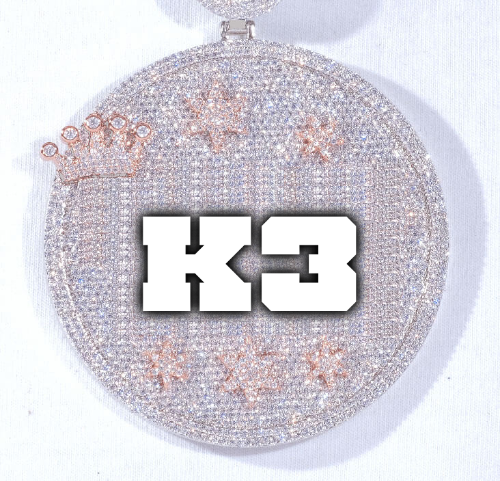 CUSTOM LETTER NECKLACE 3D BIG CROWN DISC