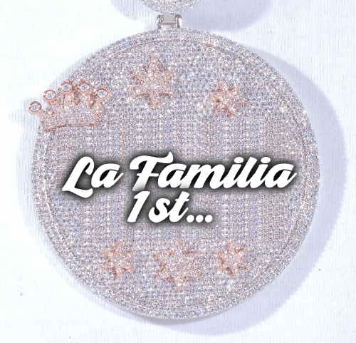 CUSTOM LETTER NECKLACE 3D BIG CROWN DISC