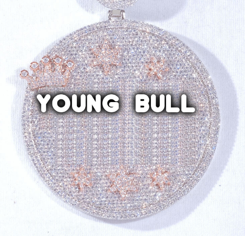 CUSTOM LETTER NECKLACE 3D BIG CROWN DISC