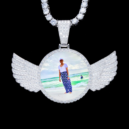 925S & VVS Moissanite 3D Wing Custom Picture Pendant