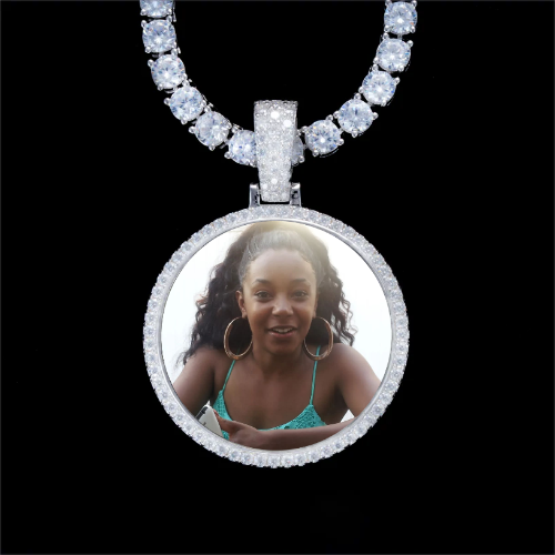 925S & VVS Moissanite 3D Circle Custom Picture Pendant