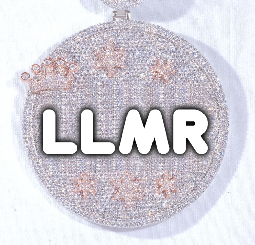 CUSTOM LETTER NECKLACE 3D BIG CROWN DISC