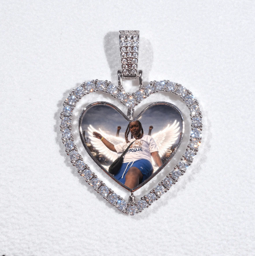 3D Spinning 2-Faced Heart Custom Picture Pendant