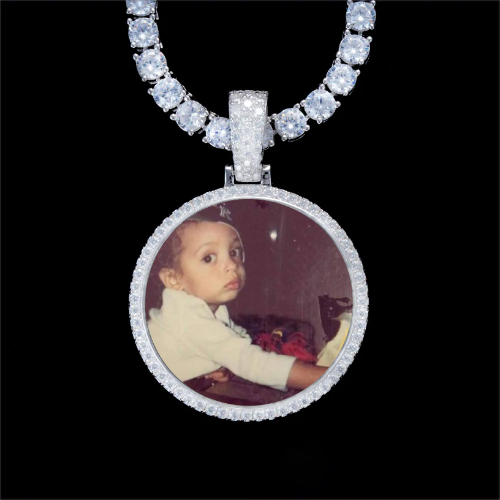 925S & VVS Moissanite 3D Circle Custom Picture Pendant