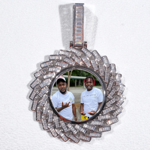 Large 3D Baguette Custom Picture Pendant