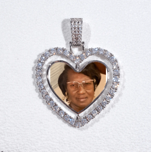 3D Spinning 2-Faced Heart Custom Picture Pendant