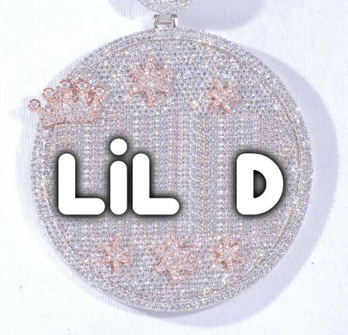CUSTOM LETTER NECKLACE 3D BIG CROWN DISC