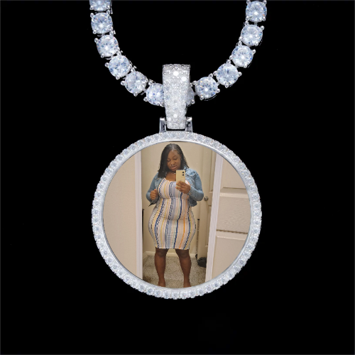 925S & VVS Moissanite 3D Circle Custom Picture Pendant