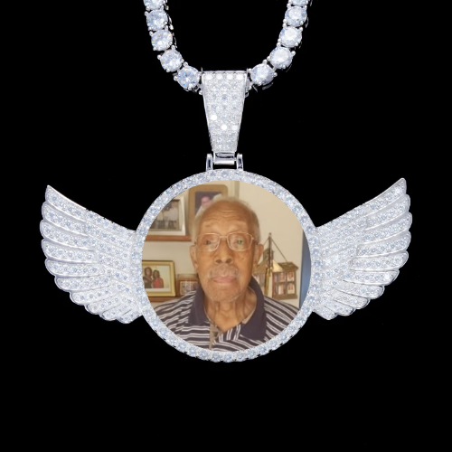 925S & VVS Moissanite 3D Wing Custom Picture Pendant