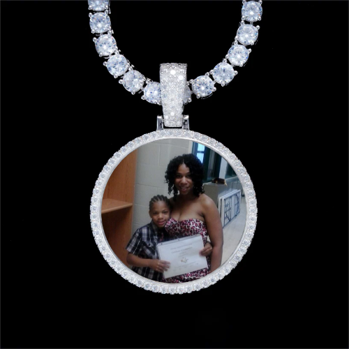 925S & VVS Moissanite 3D Circle Custom Picture Pendant