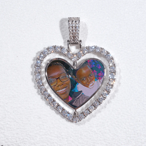 3D Spinning 2-Faced Heart Custom Picture Pendant
