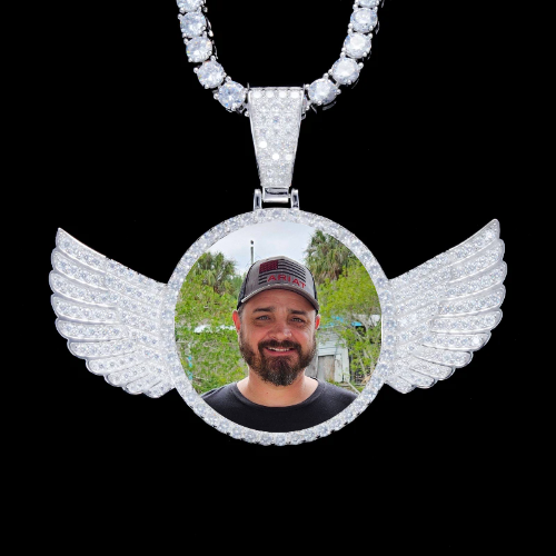 925S & VVS Moissanite 3D Wing Custom Picture Pendant