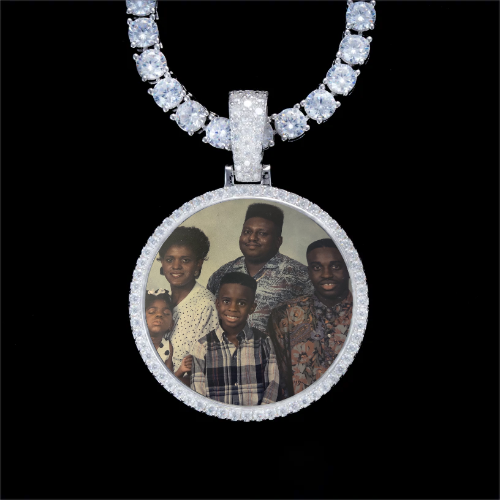 925S & VVS Moissanite 3D Circle Custom Picture Pendant