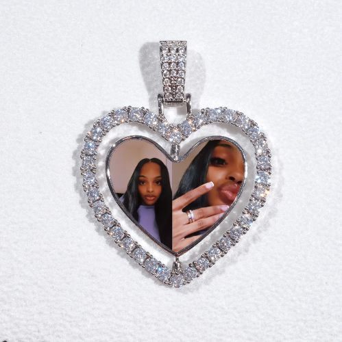 3D Spinning 2-Faced Heart Custom Picture Pendant