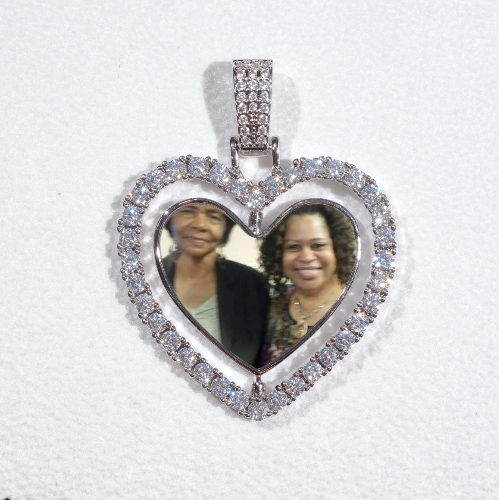 3D Spinning 2-Faced Heart Custom Picture Pendant