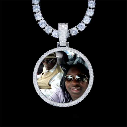 925S & VVS Moissanite 3D Circle Custom Picture Pendant